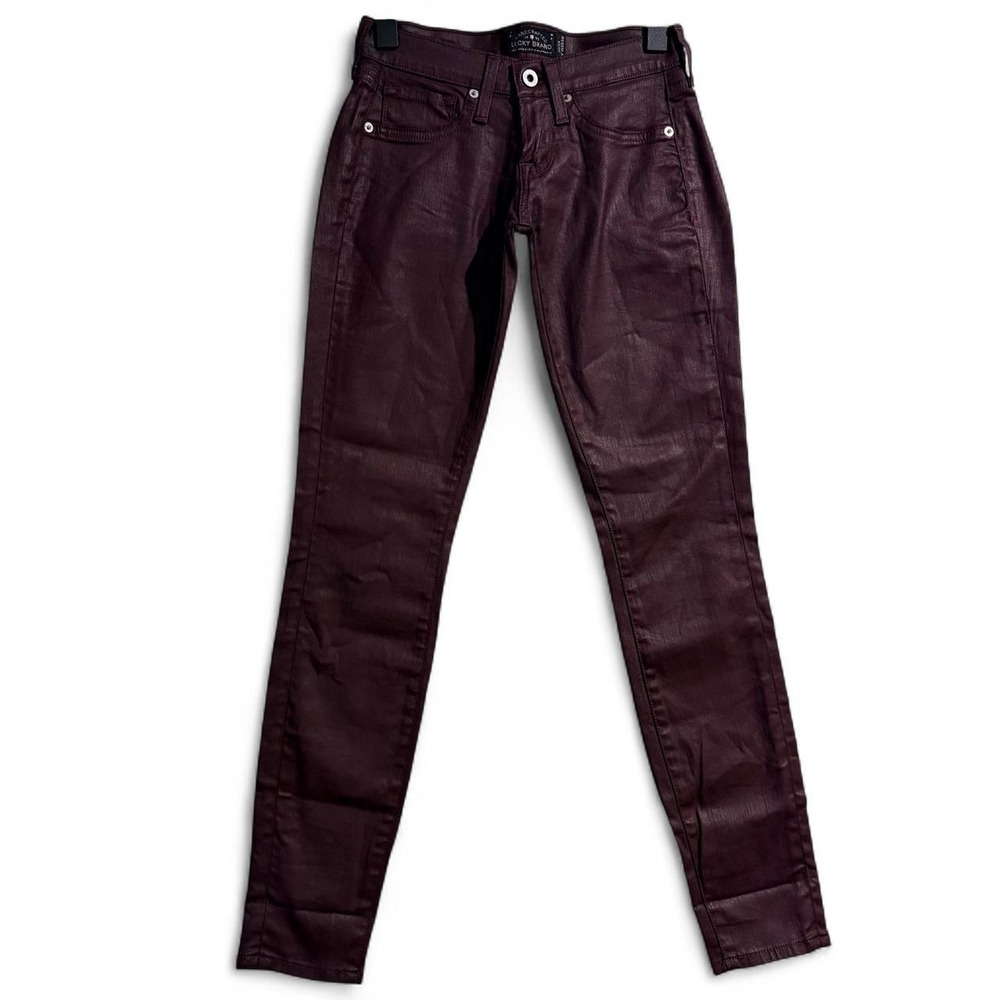 Lucky Brand Charlie Skinny Jeans Burgundy Purple Low Rise 00/24 29 Inseam